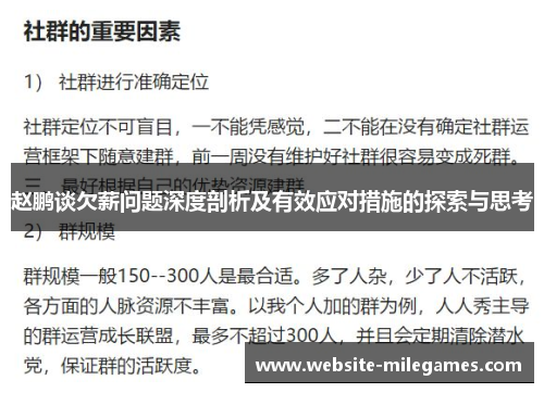 赵鹏谈欠薪问题深度剖析及有效应对措施的探索与思考