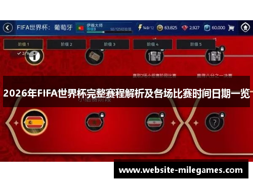 2026年FIFA世界杯完整赛程解析及各场比赛时间日期一览